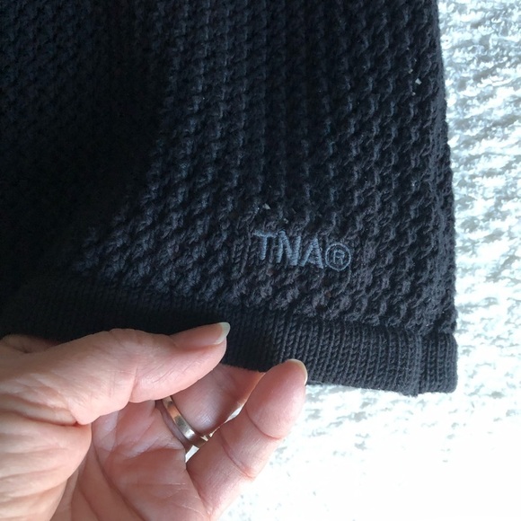 TNA Delamont Sweater Short Sleeve Open Knit Pattern Black Large - Picture 14 of 15